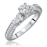 Photo of Cadence 1 1/4 ct tw. Lab Grown Diamond Round Solitaire Bridal Set 10K White Gold [BT1626WE-C000]