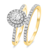 Photo of Dean 3/4 ct tw. Lab Grown Diamond Oval Solitaire Bridal Set 10K Yellow Gold [BR1629Y-C000]