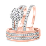 Photo of Carson 1 3/8 ct tw. Lab Grown Diamond Round Solitaire Trio Set 14K Rose Gold [BT1623R-C000]