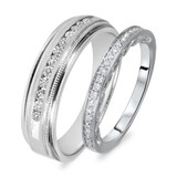 Photo of Cadence 3/8 ct tw. Lab Grown Diamond Wedding Band Set 14K White Gold [WB1626W]