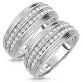 Photo of Braylin 5/8 ct tw. Lab Grown Diamond Same Sex Mens Band Set 14K White Gold [WM1630W]