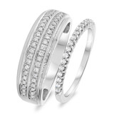 Photo of Bree 1/2 ct tw. Lab Grown Diamond Wedding Band Set 10K White Gold [WB1619W]