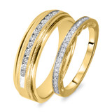 Photo of Cadence 3/8 ct tw. Lab Grown Diamond His and Hers Matching Wedding Band Set 10K Yellow Gold [WB1626Y]