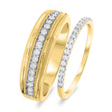 Photo of Betty 1/2 ct tw. Lab Grown Diamond Wedding Band Set 10K Yellow Gold [WB1622Y]