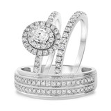Photo of Dean 1 ct tw. Lab Grown Diamond Oval Solitaire Trio Set 14K White Gold [BT1629W-C000]