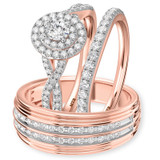 Photo of Tanner 1 ct tw. Lab Grown Diamond Oval Solitaire Trio Set 14K Rose Gold [BT1630R-C000]