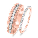 Photo of Betty 1/2 ct tw. Lab Grown Diamond Wedding Band Set 14K Rose Gold [WB1622R]