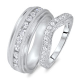 Photo of Everett 1 ct tw. Lab Grown Diamond Wedding Band Set 14K White Gold [WB1627W]