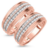 Photo of Braylin 5/8 ct tw. Lab Grown Diamond Same Sex Mens Band Set 14K Rose Gold [WM1630R]