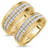 Photo of Braylin 5/8 ct tw. Lab Grown Diamond Same Sex Mens Band Set 14K Yellow Gold [WM1630Y]