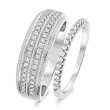Photo of Toria 1/2 ct tw. Lab Grown Diamond Wedding Band Set 10K White Gold [WB1620W]