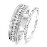 Photo of Betty 1/2 ct tw. Lab Grown Diamond Wedding Band Set 10K White Gold [WB1622W]