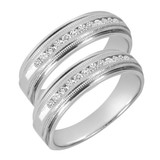 Photo of Cadence 1/2 ct tw. Lab Grown Diamond Same Sex Mens Band Set 10K White Gold [WM1626W]