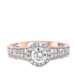 Photo of Raven 7/8 ct tw. Lab Grown Diamond Round Solitaire Engagement Ring 14K Rose Gold [BT1437RE-L045]