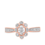 Photo of Lyla 2/3 ct tw. Lab Grown Diamond Oval Solitaire Bridal Set 14K Rose Gold [BT1420RE-C000]