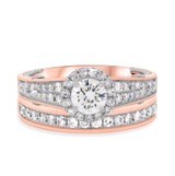 Photo of Raven 1 1/10 ct tw. Lab Grown Diamond Round Solitaire Bridal Set 14K Rose Gold [BR1437R-L045]