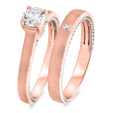 Photo of Mae 1/2 ct tw. Lab Grown Diamond Round Solitaire Bridal Set 14K Rose Gold [BR1438R-L045]