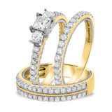 Photo of Palmer 1 7/8 ct tw. Lab Grown Diamond Princess Solitaire Trio Set 10K Yellow Gold [BT1434Y-K045]