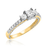 Photo of Palmer 1 7/8 ct tw. Lab Grown Diamond Princess Solitaire Trio Set 10K Yellow Gold [BT1434YE-K045]