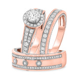 Photo of Raven 1 3/8 ct tw. Lab Grown Diamond Round Solitaire Trio Set 14K Rose Gold [BT1437R-L045]