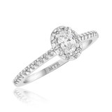 Photo of Breanna 3/4   ct tw. Lab Grown Oval Solitaire Diamond Bridal Ring Set 10K White Gold [BT1428WE-C000]