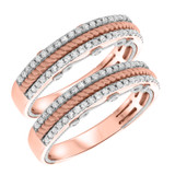 Photo of Rook 3/4 ct tw. Lab Grown Diamond Same Sex Mens Band Set 14K Rose Gold [WM1435R]