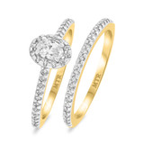 Photo of Breanna 3/4 ct tw. Lab Grown Diamond Oval Solitaire Bridal Set 14K Yellow Gold [BR1428Y-C000]