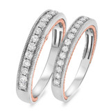 Photo of Dream 7/8 ct tw. Lab Grown Diamond His and Hers Matching Wedding Band Set 10K White Gold [WB1436W]