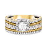 Photo of Rook 1 ct tw. Lab Grown Diamond Princess Solitaire Bridal Set 14K Yellow Gold [BR1435Y-K045]