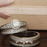 Photo of Raven 1 3/8 ct tw. Lab Grown Diamond Round Solitaire Trio Set 10K White Gold [BT1437W-L045]