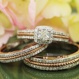 Photo of Rook 1 3/8 ct tw. Lab Grown Diamond Princess Solitaire Trio Set 14K White Gold [BT1435W-K045]