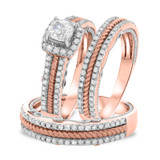 Photo of Rook 1 3/8 ct tw. Lab Grown Diamond Princess Solitaire Trio Set 10K Rose Gold [BT1435R-K045]