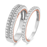 Photo of Palmer 1 ct tw. Lab Grown Diamond His and Hers Matching Wedding Band Set 14K White Gold [WB1434W]