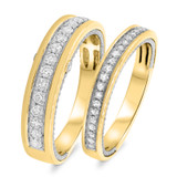 Photo of Myla 3/4 ct tw. Lab Grown Diamond Wedding Band Set 14K Yellow Gold [WB1433Y]