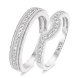 Photo of Lyla 3/8 ct tw. Lab Grown Diamond Wedding Band Set 10K White Gold [WB1420W]
