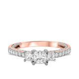 Photo of Palmer 1 1/5 ct tw. Lab Grown Diamond Princess Solitaire Bridal Set 10K Rose Gold [BT1434RE-K045]