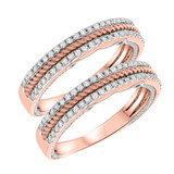 Photo of Rook 1/2 ct tw. Lab Grown Diamond Same Sex Ladies Band Set 14K Rose Gold [WL1435R]