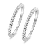 Photo of Bree 3/8 ct tw. Lab Grown Diamond Same Sex Ladies Band Set 14K White Gold [WL1619W]