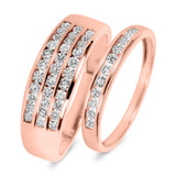 Photo of Encienda 7/8 ct tw. Diamond Wedding Band Set 14K Rose Gold [WB500R]
