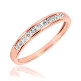 Photo of Encienda 7/8 ct tw. Diamond Wedding Band Set 14K Rose Gold [BT500RL]