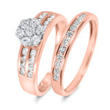 Photo of Encienda 7/8 CT. T.W. Diamond Round Cluster Bridal Set 14K Rose Gold [BR500R-C000]