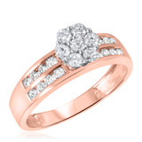 Photo of Encienda 7/8 CT. T.W. Diamond Round Cluster Bridal Set 14K Rose Gold [BT500RE-C000]