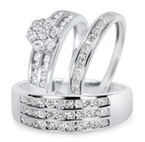 Photo of Encienda 1 1/2 ct tw. Diamond Round Cluster Trio Set 10K White Gold [BT500W-C000]