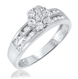 Photo of Encienda 1 1/2 ct tw. Diamond Round Cluster Trio Set 10K White Gold [BT500WE-C000]