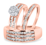 Photo of Encienda 1 1/2 ct tw. Diamond Round Cluster Trio Set 10K Rose Gold [BT500R-C000]