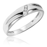 Photo of Simone 1/10 ct tw. Diamond Same Sex Mens Band Set 10K White Gold [BT539WM]