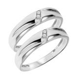 Photo of Simone 1/10 ct tw. Diamond Same Sex Mens Band Set 14K White Gold [WM539W]