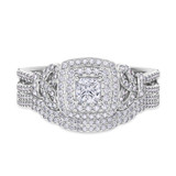 Photo of Sadie 1 1/4 CT. T.W. Diamond Princess Solitaire Bridal Set 10K White Gold [BR477W-P029]