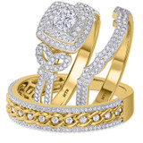 Photo of Sadie 2 ct tw. Diamond Princess Solitaire Trio Set 10K Yellow Gold [BT477Y-P029]