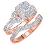 Photo of Sadie 1 1/4 CT. T.W. Diamond Princess Solitaire Bridal Set 10K Rose Gold [BR477R-P029]